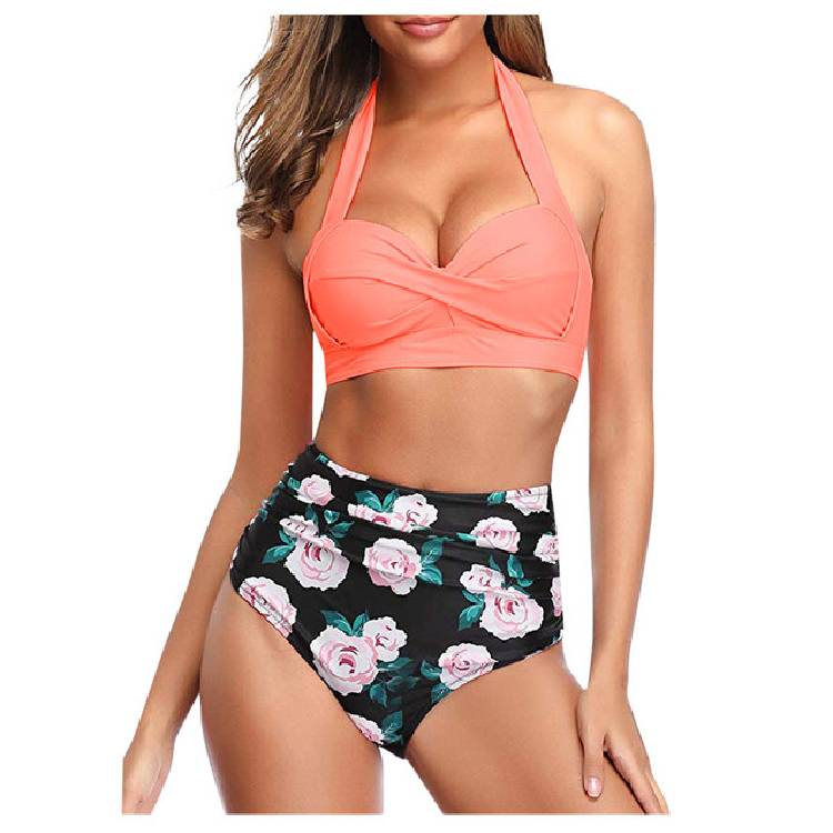 Leaf Print Bikini 2020 Female Swimsuit Women Swimwear Thong Push Up Bikinis Set High Waist Swimming Suits for Bathing Suit