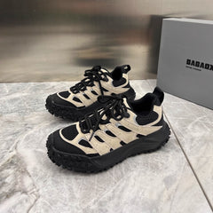 Leather daddy shoes women's 2023 autumn new thick-soled mesh breathable hiking outdoor  sports climbing shoes