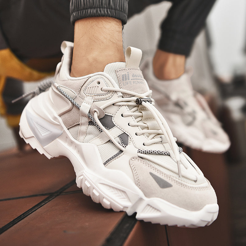 European station 2021 new men's shoes fashion thick-soled old shoes breathable mesh casual sports shoes shock absorption wear-resistant running shoes