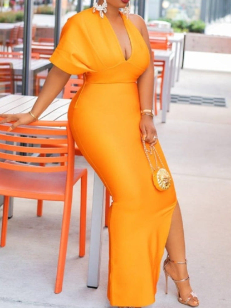 Women Long Dress Party V Neck Sexy Slit Irregular Sleeves Maxi Female Bodycon African Large Size Ladies Gowns Birthday Robes New