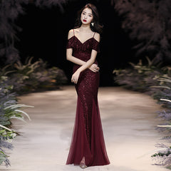 Best-selling new toast clothing red 2022 autumn and winter wedding bride mermaid elegant temperament self-cultivation host evening dress female