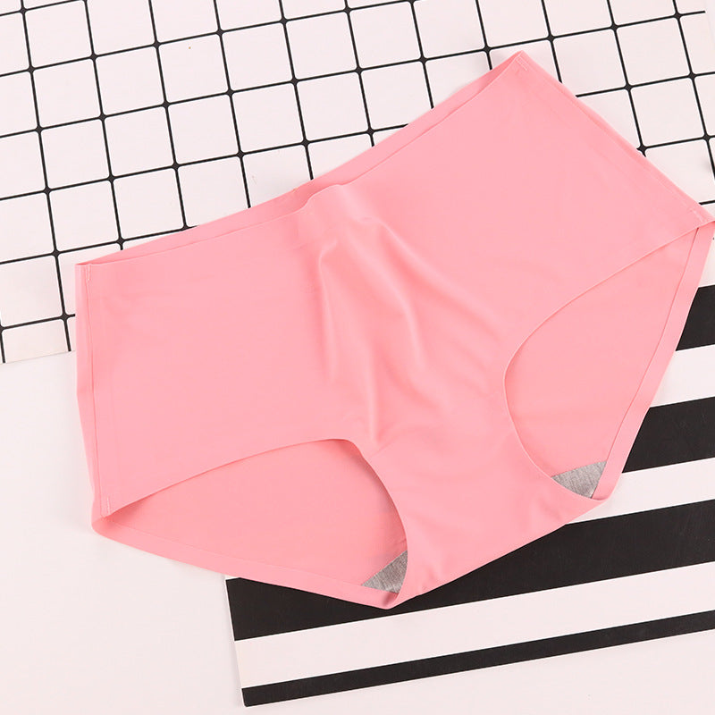 5 pieces of ladies sexy seamless solid color one piece ice silk  color panties