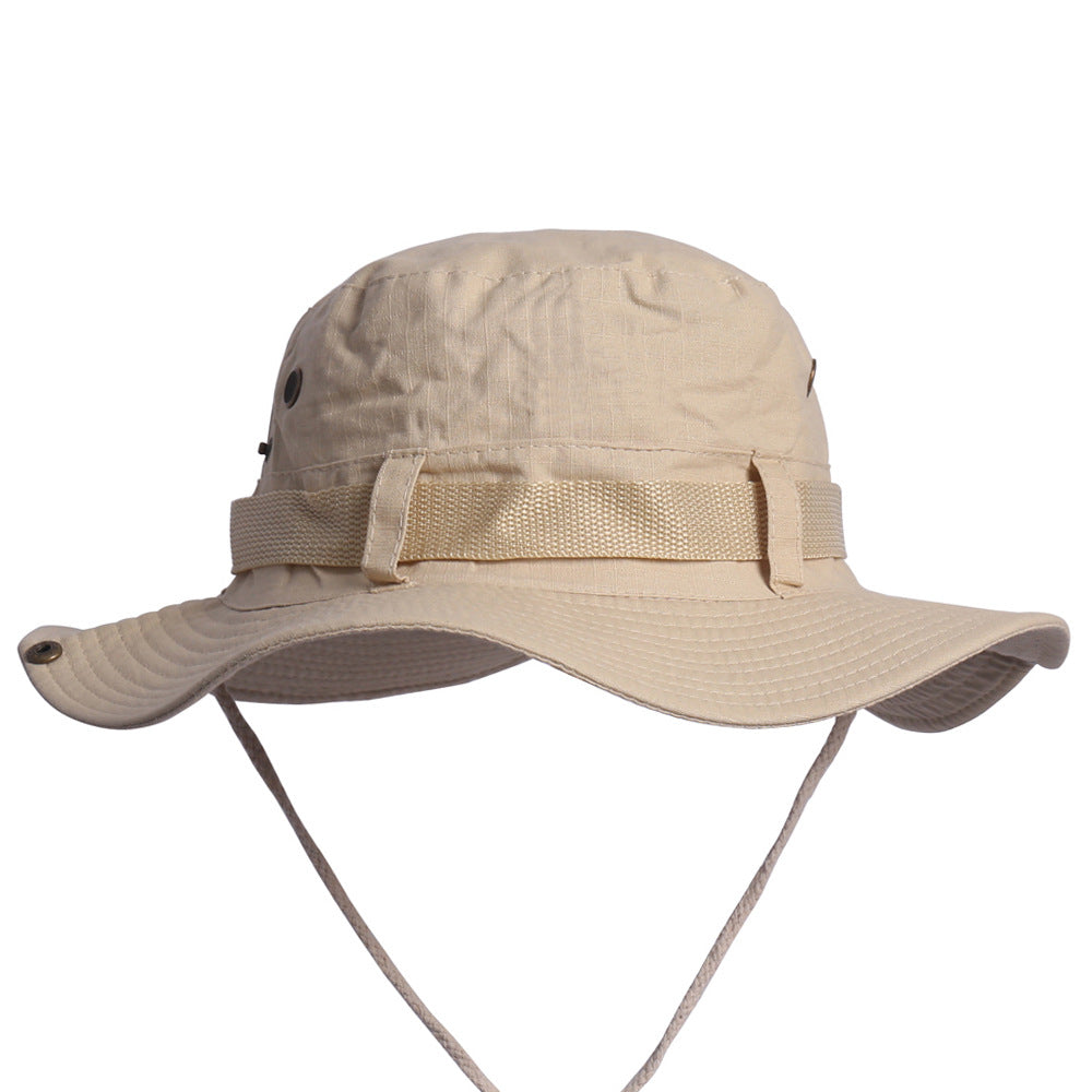 summer Men Bucket Hat outdoor sport Hunting Hiking Fishing Sun Protector Fisherman Cap Retro solid color Panama Bucket Hat sun hat Mountaineering hat