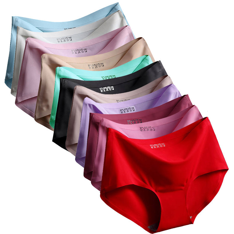 5 pieces of ladies sexy seamless solid color one piece ice silk  color panties