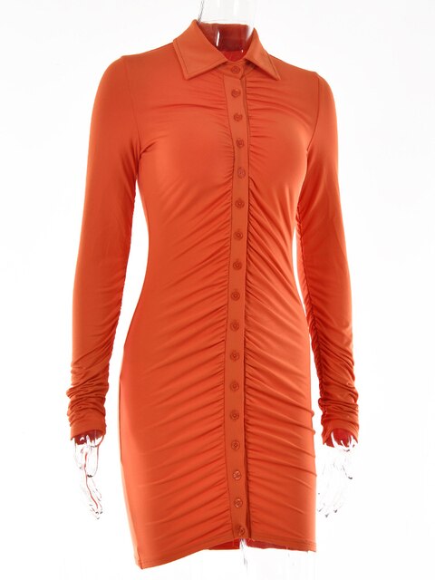 Articat new fall casual women's dress retro bodycon unique breasted summer dress simple pleated y2k women's 2022