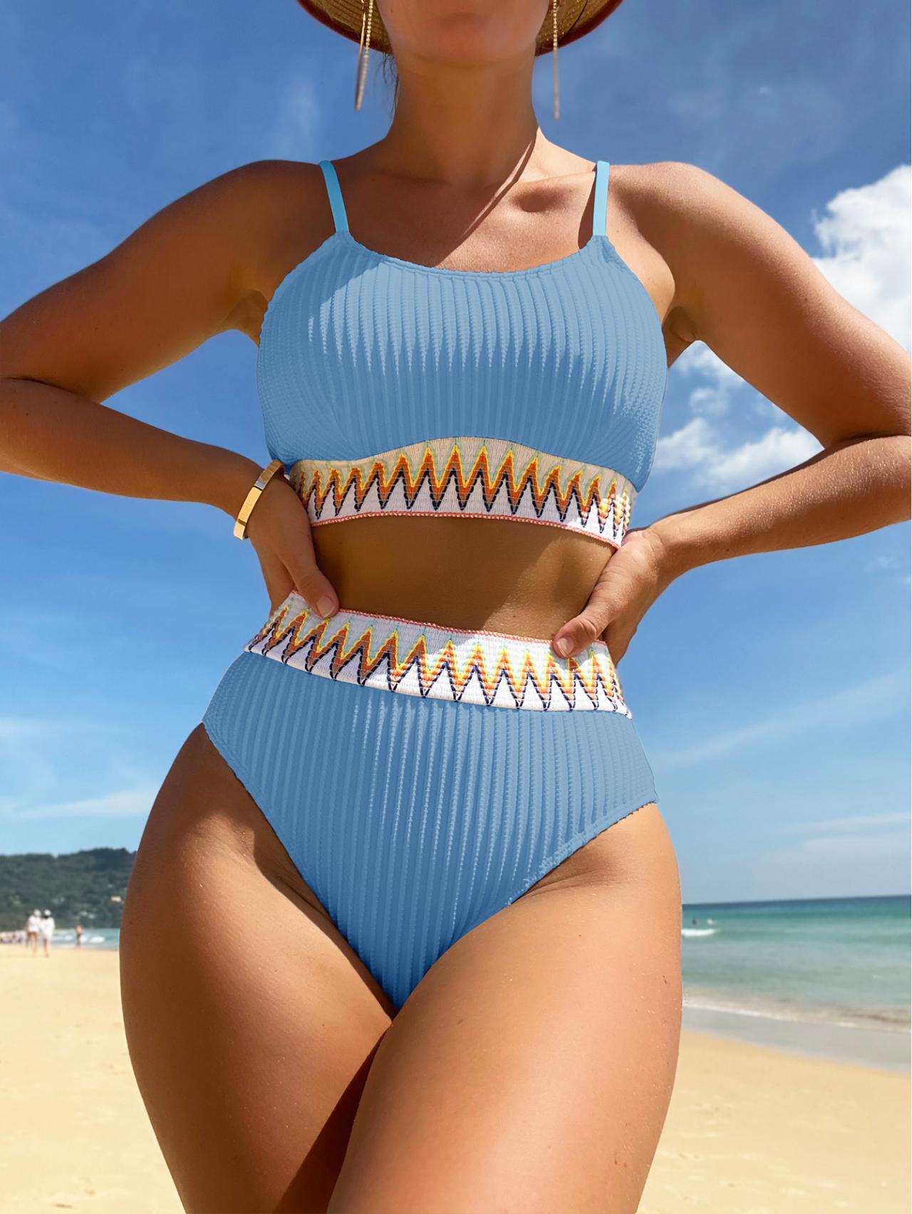 New bikini fashion ladies split sleeveless European and American swimsuit with chest pad swimsuit