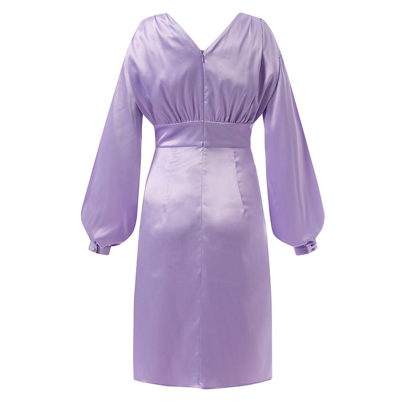 Celmia Elegant Party Dress 2022 Women Sexy Off Shoulder Knee-length Satin Dress Buttons Hem Slit Pleated Bodycon Club Vestidos