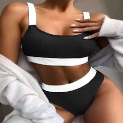 New bikini swimsuit  ladies vest type pure color beach hot spring vacation
