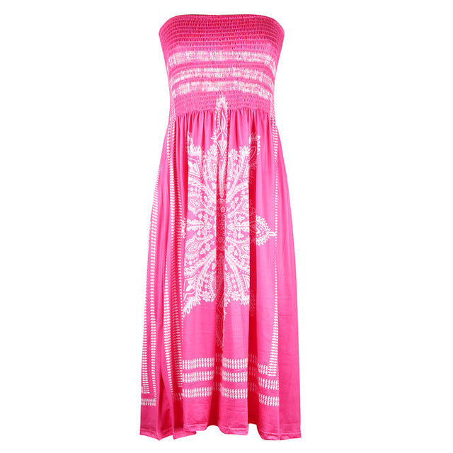 فستان ريترو مطبوع مثير بدون حمالات 2023 فستان نسائي صيفي فضفاض عالي الخصر من فيستدوس بوهو فستان الشاطئ فيستا