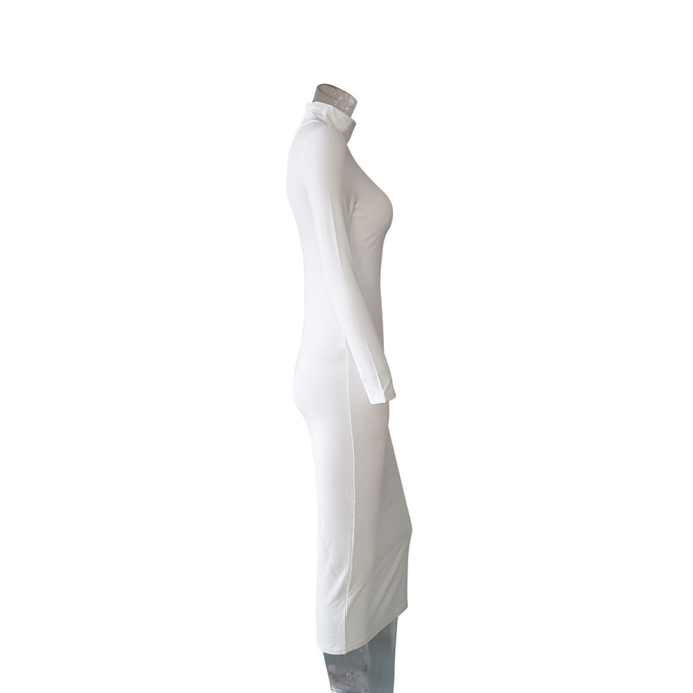 European and American dresses autumn new long skirt sexy  neck dress large size   skirt