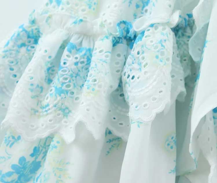 فستان حفلات بأشرطة زهور زرقاء مستوحاة من بوهو، فستان صيفي مطرز بفيونكة وأكتاف مربوطة، فستان قصير أنيق للسيدات 