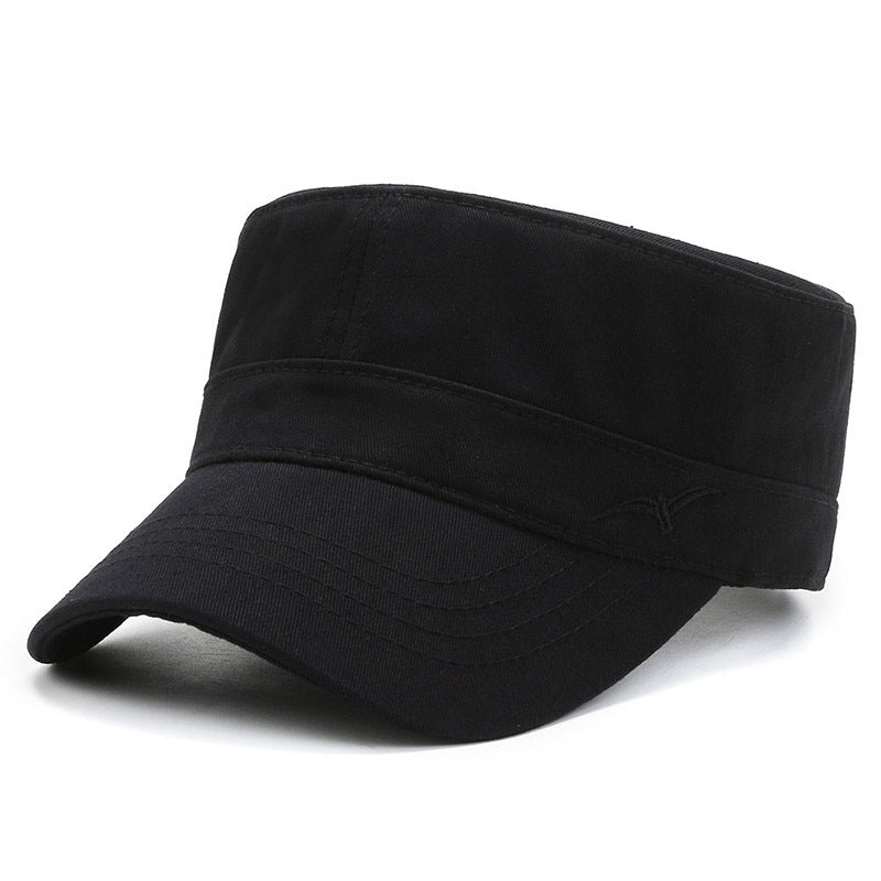 Fashion Military Cap Men Cotton Flat Top Hat Solid Color Outdoor Casual Sun  Hat Fashion Baseball Cap sunshade cap Vintage dad hat