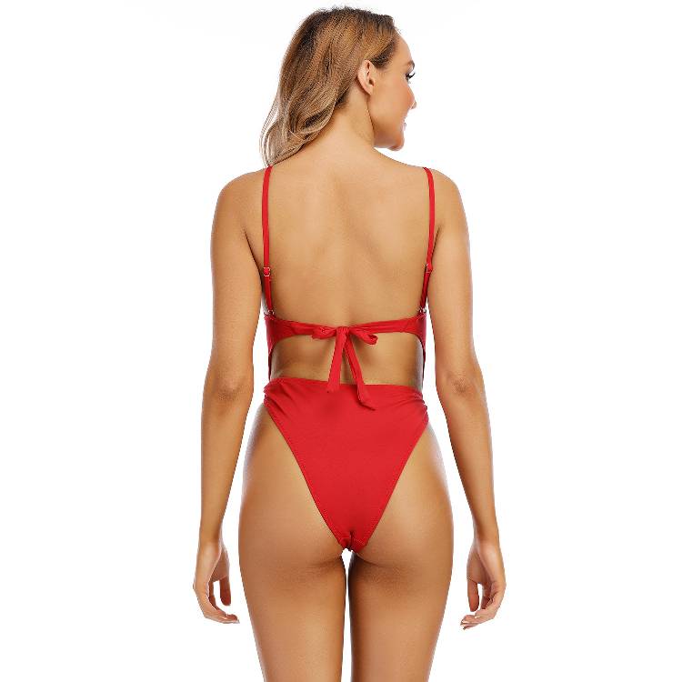 Women One Piece Swimsuits Red color Backless Bodysuits Beach Swimwear Bikinis Bathing Suit for Adult Ladies Swimming Suits