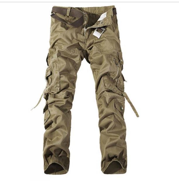 Multi pocket  casual pants military pants  straight multi pocket pants military streamer  pants men's trousers