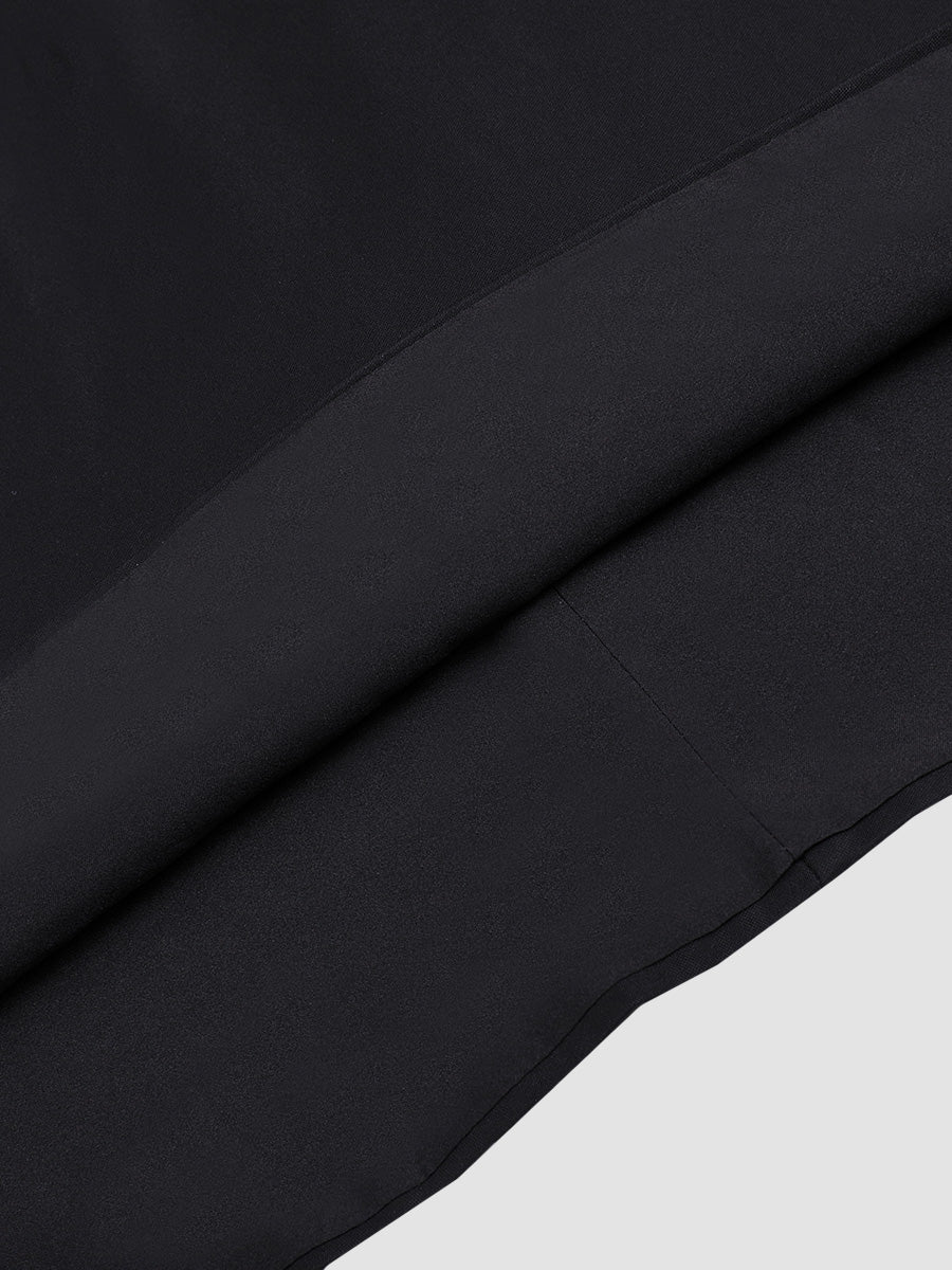 Black Sheer Elegant Chiffon Skirt Ruffled Dress