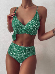 Floral Cross Tie High Waist Bikini