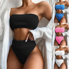 Outer Single Swimsuit Explosive Bikini Hot Selling Bikini European and American Swimwear Solid Color Swimsuit Split Swimwear