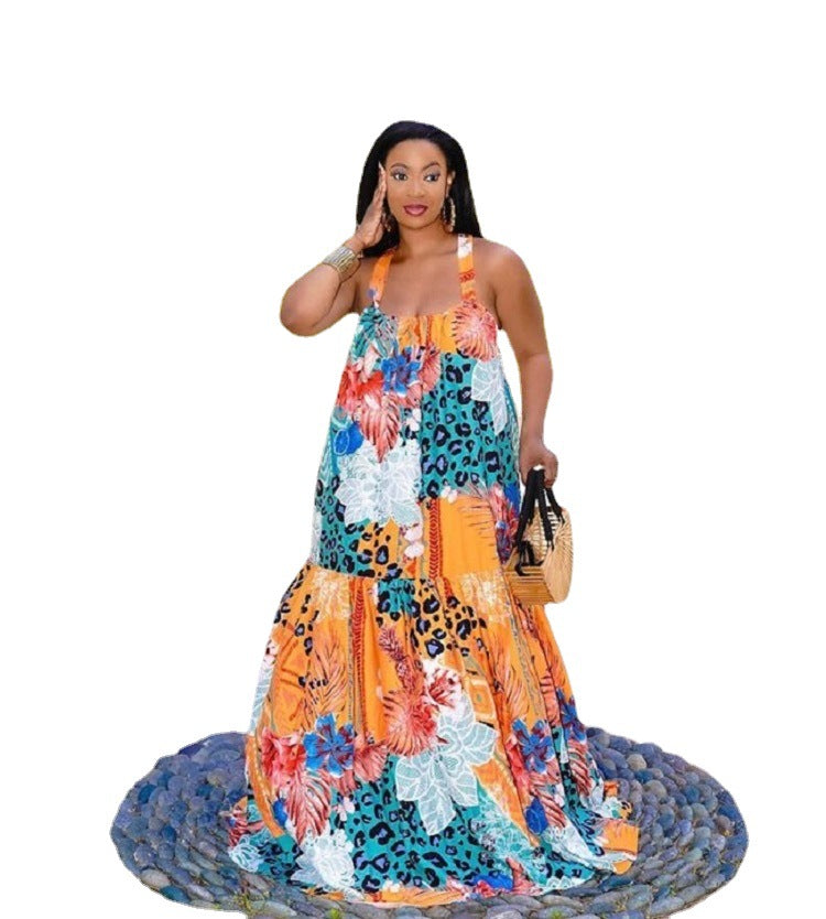 African Sling Dress Long Loose Boho Tank Dress