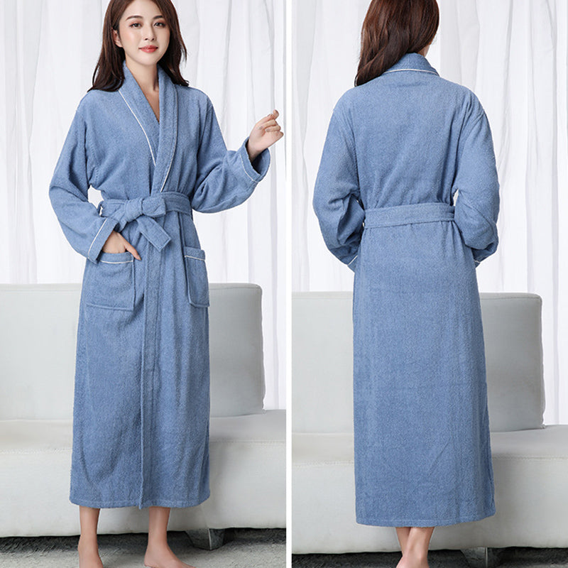 Cotton Waffle Bathrobes Men And Women Couples Absorbent Bathrobes Hotel Nightgown Bathrobe Lounge Negligee Sleepwear Plus Size  Bathrobe