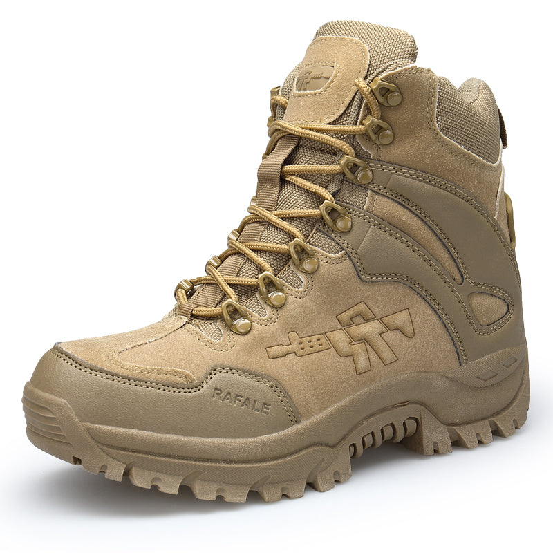 Men's outdoor shoes military boots 4 colors optional leather  -top thick-soled  hiking shoes safety work shoes
