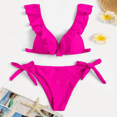 Hot Pink High Waist Bikini Sets Push Up Swimsuit Two Pieces Female Swimwear Women 2021 New Beach Bathing Suit Biquini Mujer