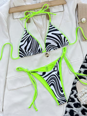 European and American style new women's bikini suit sexy bikini strapless backless zebra stripes summer seaside vacation beach swimming navel low-cut