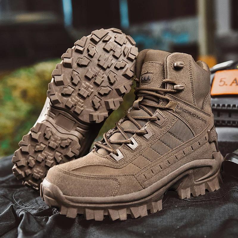 Men's Military Tactical Boots Fall Winter Waterproof Leather Army Boots Desert Safety Work Shoes Combat  Boots