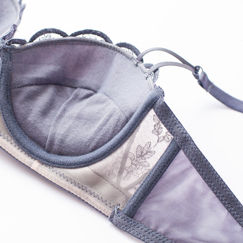 retro striped bra set sexy gathering top thin bottom thick lace edge red underwear women