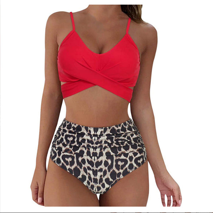 High Waist Bikini Fold Over Plus Size Swimsuit 2023 Push Up Swimsuit Tie Dye Printed Swimsuit Women's Strap Bikini Set Beach