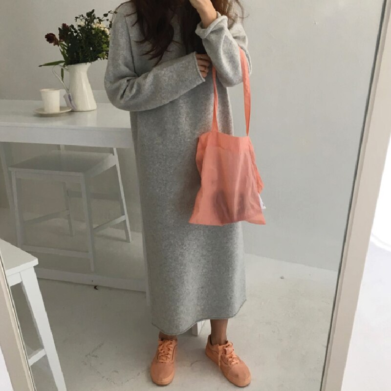 Knitted Dresses Fall Warm Sweater Women Dress Winter Long Sweaters Long Loose Maxi Oversize Lady Dresses Bodycon Robe Vestidos