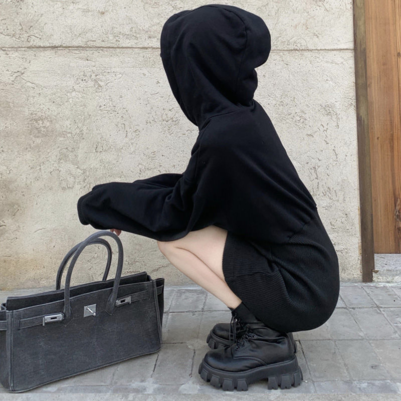 Long sleeve dress women's sexy Korean hot sale Bodycon thickened winter women's basic fashionable clothes Black mini party street guard