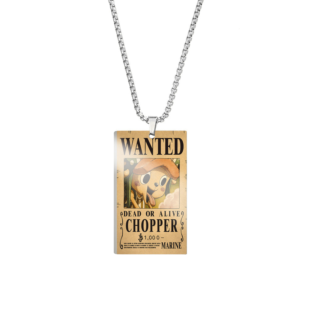 New poster Pirate King wanted titanium steel military  necklace 3 billion Pirate King stainless steel pendant dog