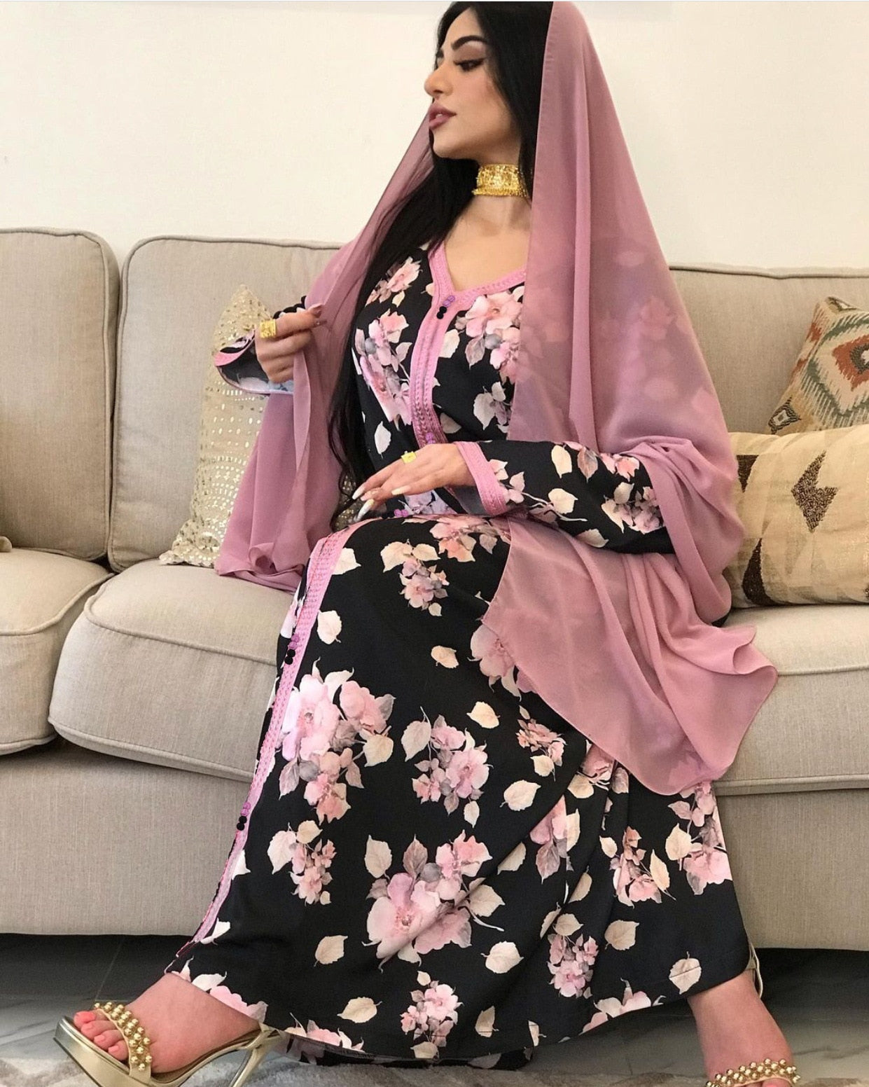 Ramadan Jalabiya Abaya Dubai Turkey Islam Muslim Hijab Boho Dress Robe Longue Femme Kaftan Dresses Abayas For Women Vestidos