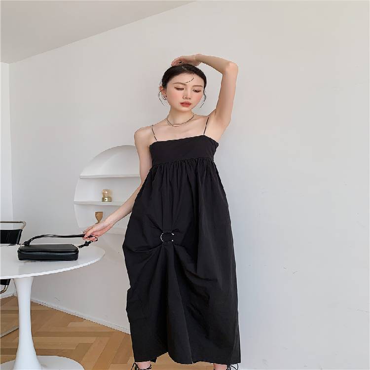 الصيف عارية الذراعين المرأة فستان بحزام الشاطئ بوهو فستان أسود 2338 # 