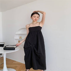 الصيف عارية الذراعين المرأة فستان بحزام الشاطئ بوهو فستان أسود 2338 # 