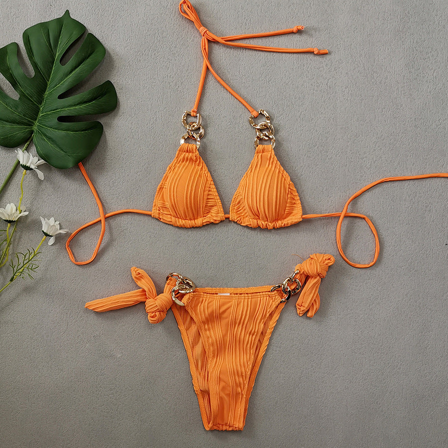 Cross-border European and American  swimsuit 2023 new AliExpress foreign trade swimsuit women's summer three-point chain