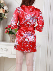 Ladies solid color  silk nightgown bathrobe
