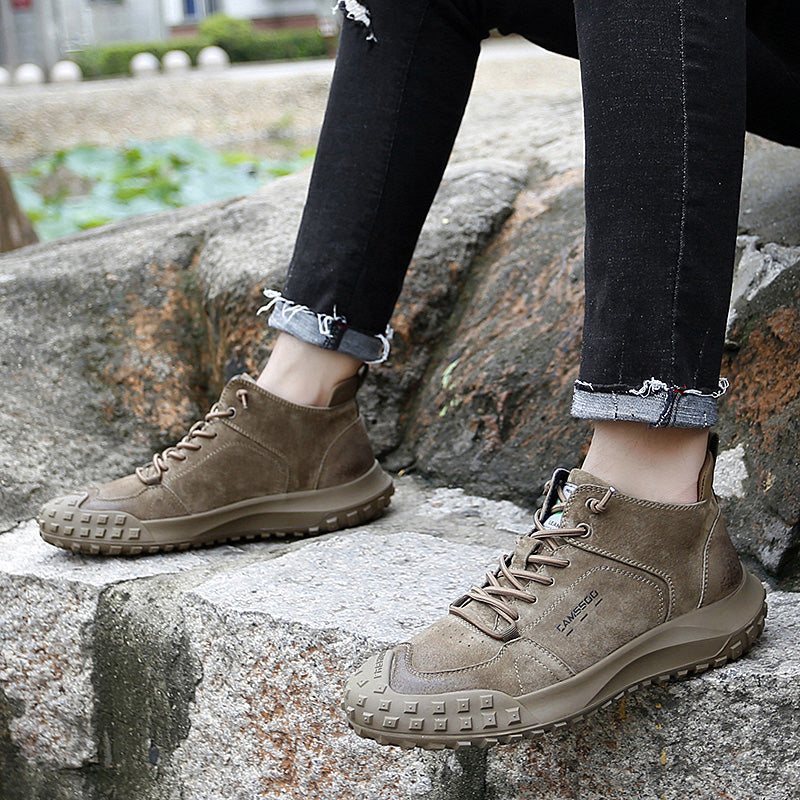 Men's shoes warm winter outdoor leather hiking shoes men's sports casual shoes  hiking tooling shoes