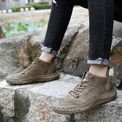 Men's shoes warm winter outdoor leather hiking shoes men's sports casual shoes  hiking tooling shoes
