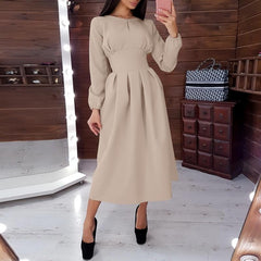 ZANZEA French Elegant Midi Dress Women Fashion Solid Robe Femme 2022 Autumn Party Bodycon Vestidos Lady OL  A Line Dresses