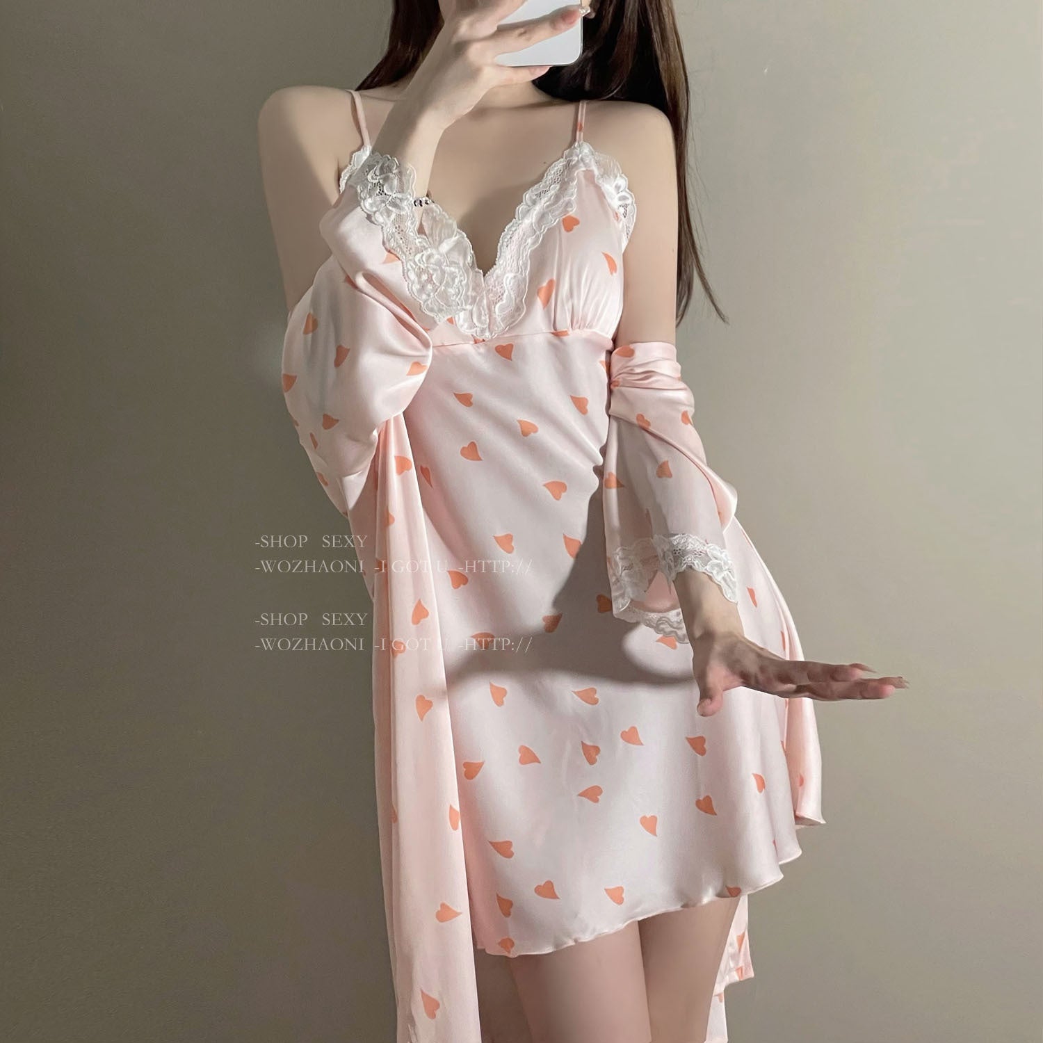 خريف جديد المرأة وسادة الصدر الجليد الحرير حبال منامة المرأة الرغبة منامة قطعتين مجموعة