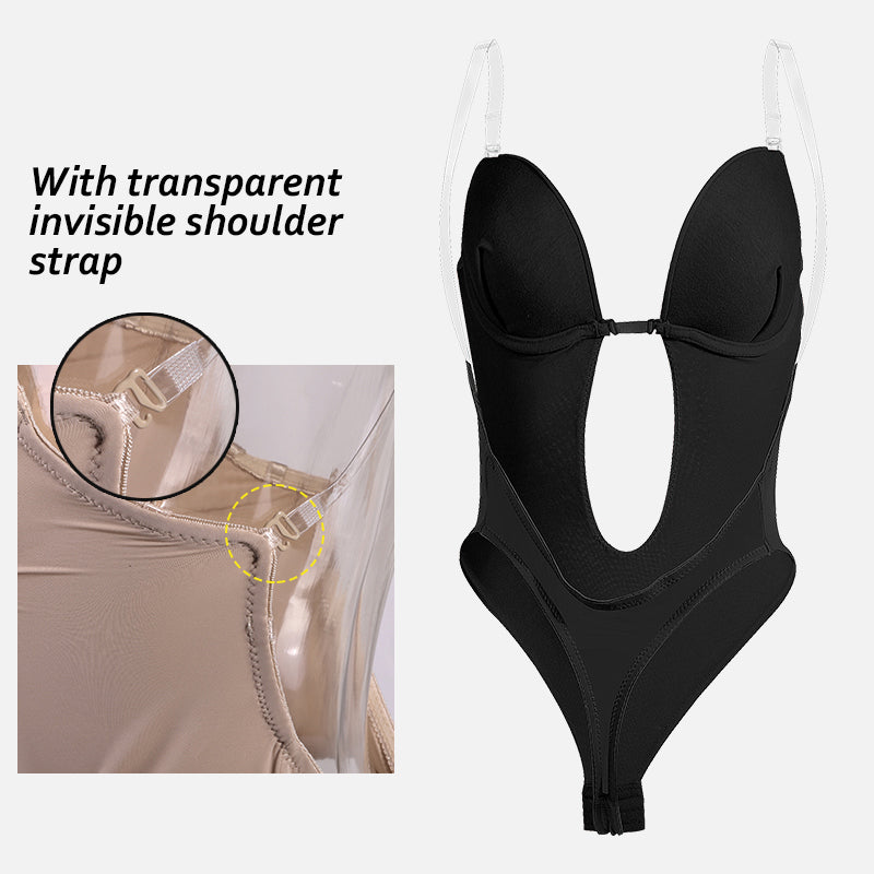 European and American one-piece deep V open back body shaping jumpsuit U Plunge Bodysuit Shapewear
