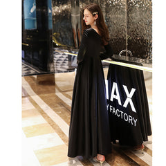Ladies V-neck Satin Fashion Party Dress Long Banquet Evening Dress Holiday Birthday Dress
