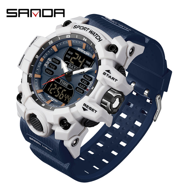 SANDA 6126   Men Watches 50M Waterproof Sports Military Watch Digital  Wristwatch
