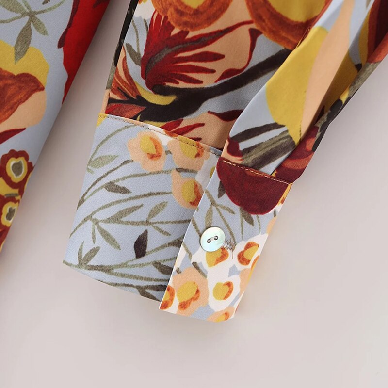 فساتين قصيرة مطبوعة بنقشة الزهور على طراز بوهو للسيدات بياقة مقلوبة وأكمام طويلة فساتين على شكل حرف A فساتين حفلات أنيقة للنساء 