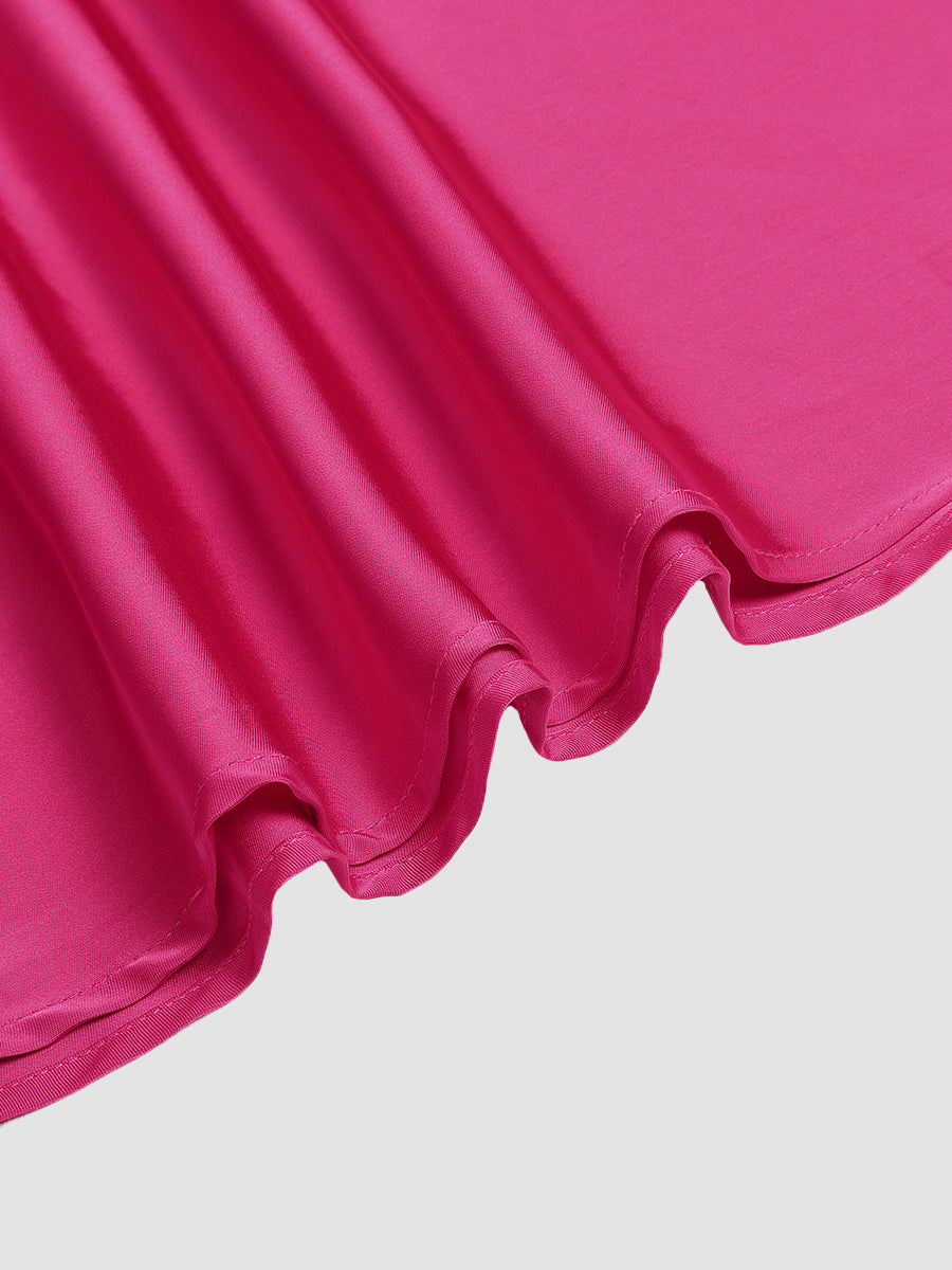 Rose Red Elegant Hot Diamond Neckline Waist  Dress