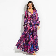 AECU Vestido Floral Print Boho Maxi Dress Lady Bohemian Summer Long Dress Women Beach Dresses Female Robes party dresses