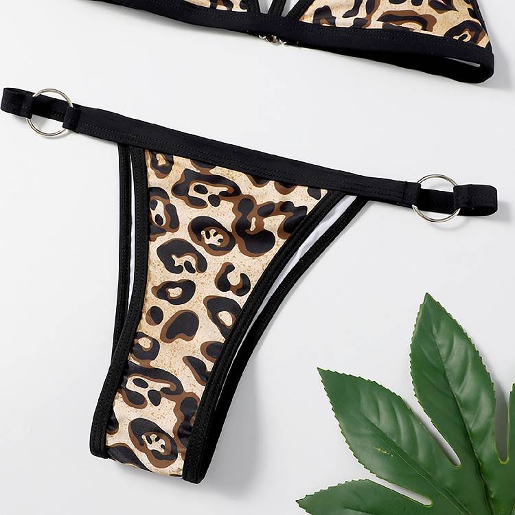 Women'sHigh Breast Contrast Gradient Split Bikini Set One Piece Swimsuit Bandage Thong Cross Bandage Bathing Suit Swimwear