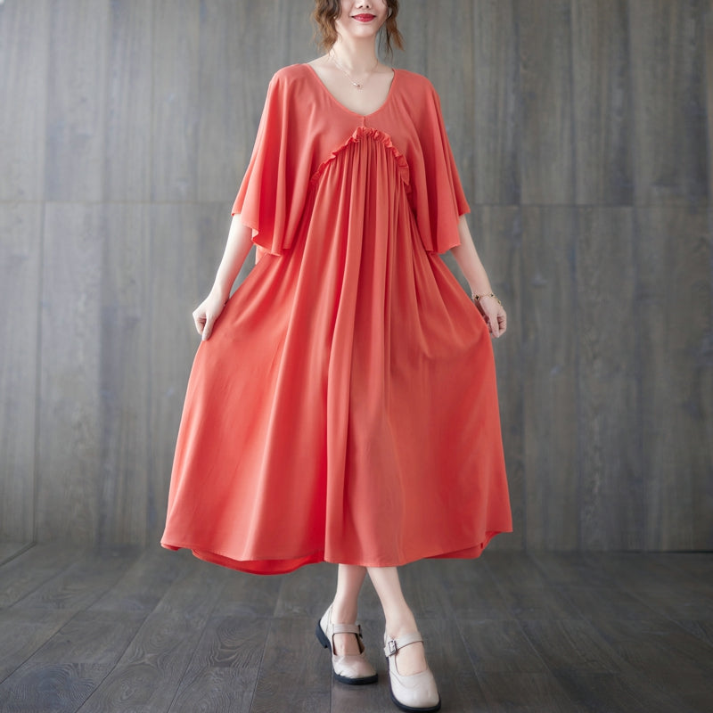 temperament sweet lady solid color seaside holiday wind leisure loose hanging long dress female summer