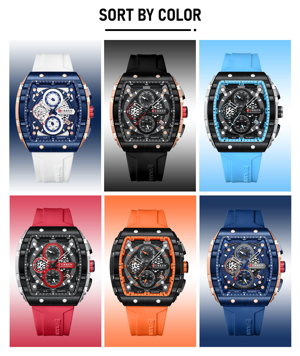 Man WristWatch Waterproof Chronograph Date Men Watch Military Top   Silicone  Sport Male Clock 8442